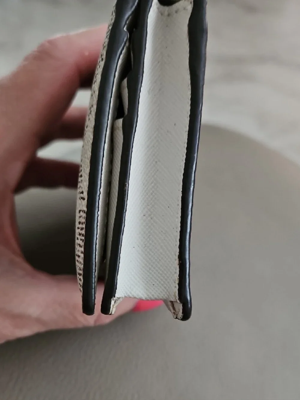 Michael Kors White and Brown MK Logo Compact Wallet